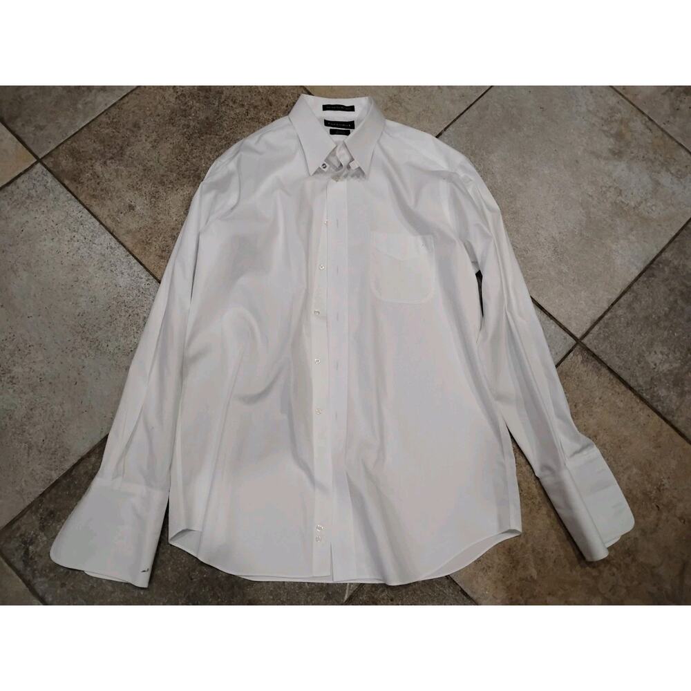 Nwot Paul Frederick White Mens Button Down Shirt Two Ply Cotton 16.5 X 35